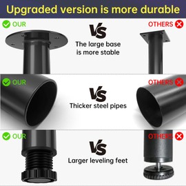 KOMOHOM Adjustable Metal Table Leg 21~36 Inch, Adjustable Metal Desk Legs, Home Office DIY Furniture Leg Set, for Computer Desk Dining Table Office Desk (4, Black)