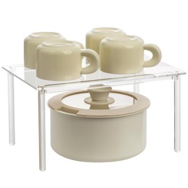 HENABLE 1 paquete de organizador de gabinete acrílico, organizador de encimera de cocina, estante de especias transparente, gabinetes elevadores de estantes para baño, escritorio, tocador, armarios y