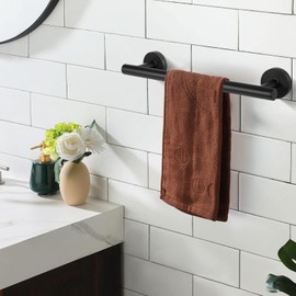 Newellsail Wall Mounted Towel Rail 304 Stainless Steel Brushed Towel Rail Small Towel Rail for Bathroom and Kitchen 30 cm (Black)