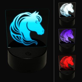 Sniggle Sloth Horse Head Flowing Mane Stallion 3D Illusion LED Night Light Sign Nightstand Desk Lamp
