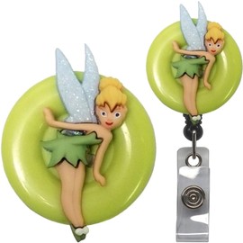 Cartoon Princess Fairy Character Real Charming Retractable Heavy Duty Belt Clip ID Badge Holder Badge Reel (Tink BL BC)