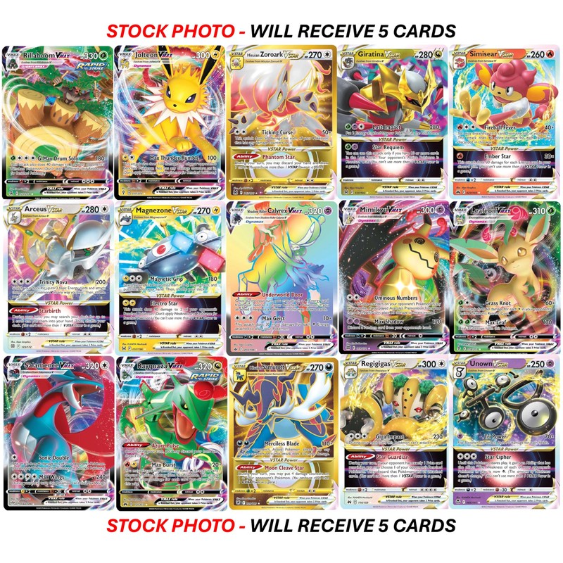 5 Pokemon Card VMAX/VSTAR Bundle - X2 VSTAR - X2