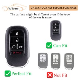 Key Fob Cover with Metal Keychain Compatible with Honda Accord Civic Accessories Soft TPU Protection Case Shell, Black