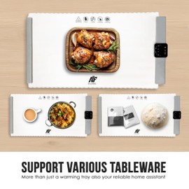 A&F Global Food Warming Mat, Roll Up Food Warmer with Fast & Even Heating, Premium-Grade Silicon Material, 5 Temperature Settings, Versatile Food Warmers for Parties, Buffets, and Home Use