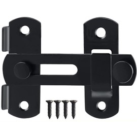 Litensh Sliding Barn Door Lock, Stainless Steel Gate Latch Flip Slide Latch Hardware, Safety Door Bolt Latch Lock for Door Window Wine Cabinet Bathroom Outdoor Garage Garden (Black180° 4Inch)