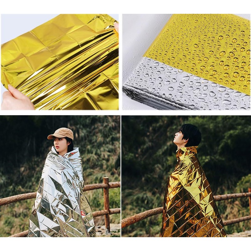 Natiform Emergency Blanket 160*210cm Gold Silver 4-piece Set Aluminum Survival