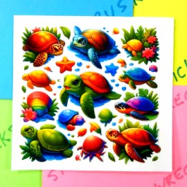 Slate Designs Colorful Sea Turtles Mini Stickers Sheet