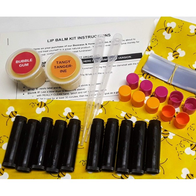 10 Tube Make Your Own Beeswax Lip Balm Kit - 2 Flavors - from Kansas Beekeepers