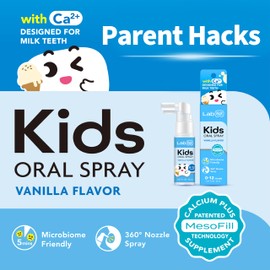 LAB52 Kids Oral Spray, Toddler Toothpaste Helper for Daily Oral Care and Fresh Breath, Children Approved with Fluoride Free for Newborn to Preschoolers, Xylitol Vanilla Flavor