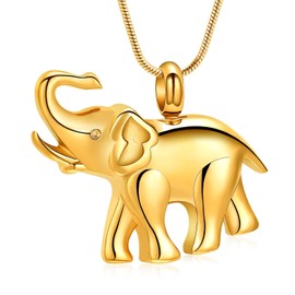 Cremation Jewellery for Ashes Elephant Shape Stainless Steel Keepsake Memorial Pendant Locket Urn Necklace for Animal/Human, Stainless Steel, No Gemstone