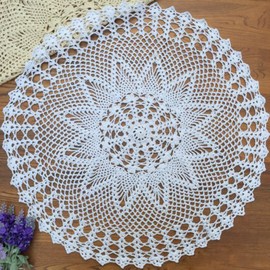 Yizunnu Round Cotton Lace Placemats Handmade Wedding Party Table Mats 60cm