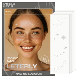 Leterly 24 Pcs Glitter Freckles Face Tattoo,Silver Face Glitter Makeup Patches Cute Sparkle Freckles Patches Waterproof Makeup Speckles for Face Accessories for Women Girls