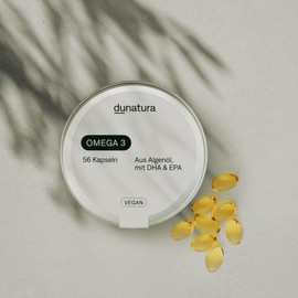 Vegane Omega-3 Kapseln - Hochdosiert mit EPA & DHA aus Algenöl - Kleine Kapseln, leicht zu schlucken - Laborgeprüft - 56 Kapseln