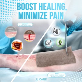 JJ CARE Silver Calcium Alginate Wound Dressing (Pack of 20) 4x5, Silver Alginate Wound Dressing Individually Packed, Highly Absorbent Non-Adherent Bandages for Wound Care