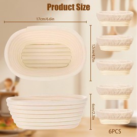 DaMohony 6 Oval Banneton Bread Proofing Baskets with Insert Sourdough Banneton Basket Dough Proofing Bowls Bread Baking Supplies for Home Sourdough Bread Baking Supplies