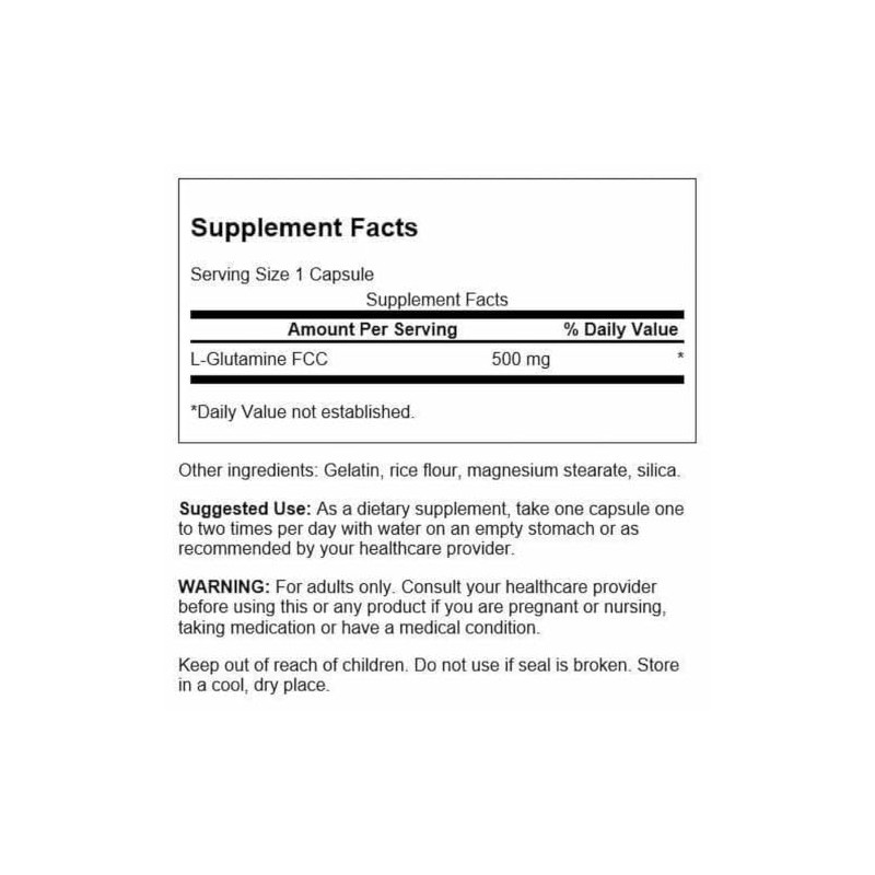 Swanson L-Glutamina Grado FCC 500 mg Suplemento Alimenticio 100 Cápsulas
