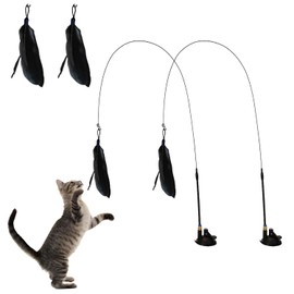 Eupneicu Cat Toy, Cat Fishing Rod Stable with Suction Cups, Cat Toy Angel with Feathers, Naturally Interactive Cat Toy for Cats, Intelligence Toy with Feathers