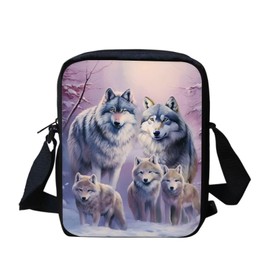 xixirimido Wolf Messenger Bag for Girls Wolfs Family Snow Shoulder Crossbody Purse