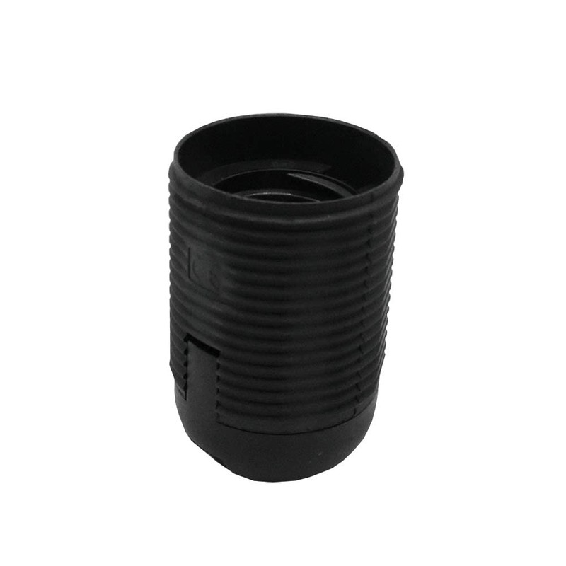 Socket E27 Black with Threaded Sheath and Cap Fine Thread