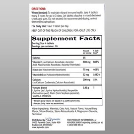 Vymune Amino-Acid Advanced Immune Support Supplement with Powerful Amino Acids Taurine, Lysine and Threonine Meltaway Tablets, Berry Flavored – for Adults (800mg Vitamin C, 40ct.)