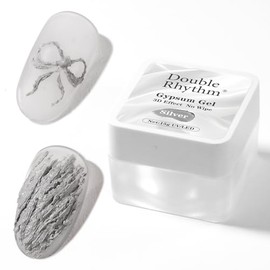 Double Rhythm 0.5 Oz Gypsum Gel Polish No Wipe for 3D Drawing Molding Sculpture and Decoration 15 ML Naril Art at Home (Gypsum Gel-Gary Silver)