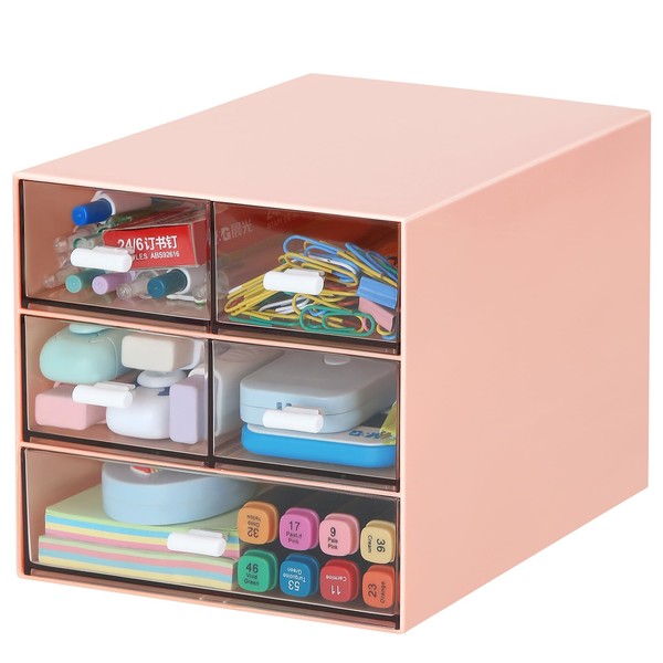 Desk Organizer with 5 Drawers, Rectangular Office Stationery Supplies Desktop