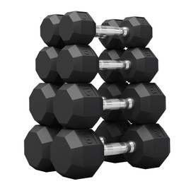 Rubber Coated Hex Dumbbell Weight Set, Multiple Sizes Exercise & Fitness Dumbbells,100LB Set,110LB Set,200LB,350LB,450LB,550LB, 35-50Lbs Pairs for Muscle Toning, Strength Building & Full Body Workout