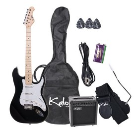 Kalos EGP-MBK 39" Metallic Black Electric Guitar Package with Amp