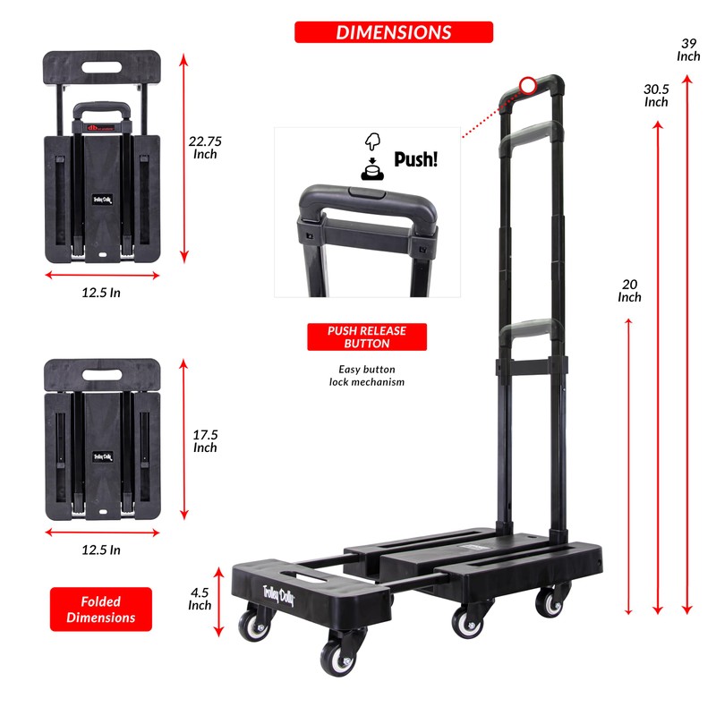dbest products Trolley Dolly Platform Cart 6-Wheel Handtruck for Moving,