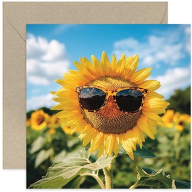Funny Feel Better Card for Him or Her, Humorous Cartoon, Sunflower Wearing Sunglasses - Get Well Soon Gifts for Men and Women - Care Package for Friends Blank Inside with Envelope
