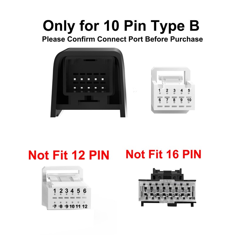 KWRNVO Dash Cam Power Adapter 10 PIN Type B for