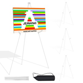 JEAWIWI 4PCS White Easel Stand for Wedding Sign Stand, 65 Inch Adjustable Metal Easels for Display, Portable Folding Easel for Wedding, Display Show, Arts, Poster with Portable Bags
