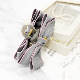 Burnaby Soft Gray Pink Ribbon Clamp Pin / 버나비 소프트 그레이 핑크 리본 집게핀