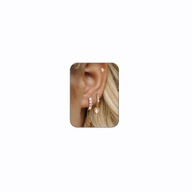 Finrezio Small Gold Earrings for Women Trendy 14k Gold Plated Huggie Hoop Earrings Hypoallergenic Cartilage Earring Sets for Multiple Piercing Dainty Gold Stud Earrings for Women