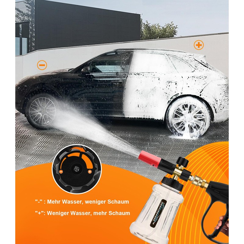 Improved Foam Cannon Snow Foam Lance, 1L Adjustable Foam Lance