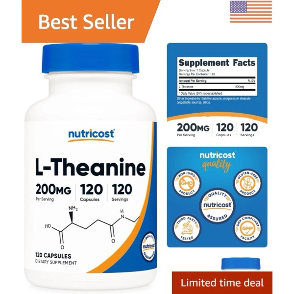 Unbranded L-Theanine Double Strength 200mg Capsules - 120 Gluten Free