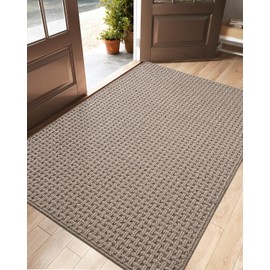 DEXI Front Door Mat Inside Entrance,Doormat Entryway,Non Slip Absorbent Low Profile Welcome for Inside House, Garage, Patio, 36"x60", Beige