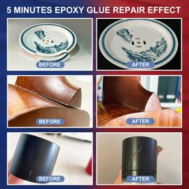 GDDP 5 Minute Epoxy Glue 8.8oz, Tough Durable Clear Epoxi Adhesives Fast Repair, 2 Part Epoxy Glue Quick Cure Clear for Metal, Wood, Plastic, Glass, Cerami