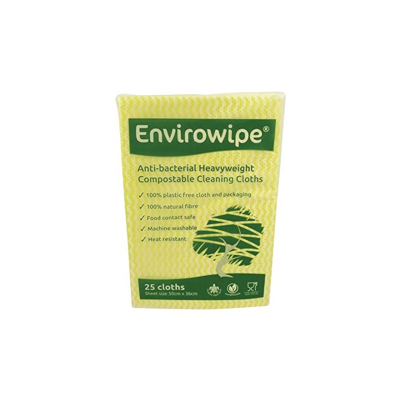 EcoTech EWF25Y Envirowipe Compostable Folded Cloth, Yellow (pack of 25)