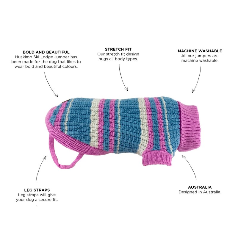 Huskimo Ski Lodge Dog Jumper, Pink, 52.5cm