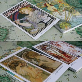 HOSTEESSCHOICE Beautiful Art Postcards set of 30 Post card of Alphonse Mucha variety pack Famous Painting Scenery,4 x 6 Inches