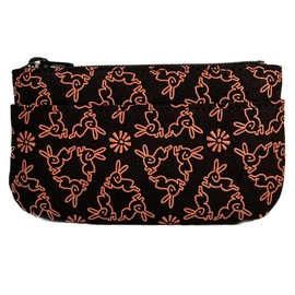 Keisuu 1002 Coin Purse, Zipper, Coin Case, Genuine Deer Leather, Inden Rabbit 2.6 x 4.3 x 0.5 inches (6.5 x 11 x 1.3 cm), Wallet, Pouch, Indenya Uinden, Rabbit Inden Coin Purse, Black Pink