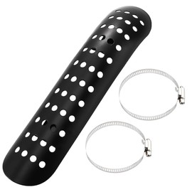 Motoforti Universal Motorcycle Exhaust Heat Shield Chrome Plated Iron Exhaust Pipe Hole Heat Insulation Shield Muffler Cover with 20-70mm Clamps Black