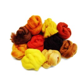 Brown Russet hues Merino Wool roving/Tops A Mix of 10 Colours. Great for Wet Felting/Needle Felting, and Hand Spinning Projects. 60gm Pack Test