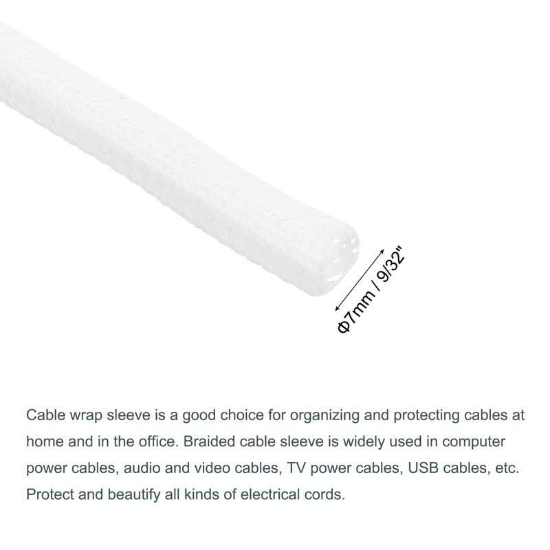 sourcing map Split Sleeve Wire Loom 9/32" 25Ft White Self