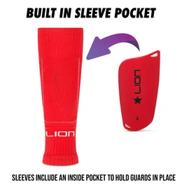 All-in-One Football Sleeve/Guard Combo for Kids – Matching Football Sleeves with Built-In Shin Guards – Perfectly Matches Your Kit Colours - Red