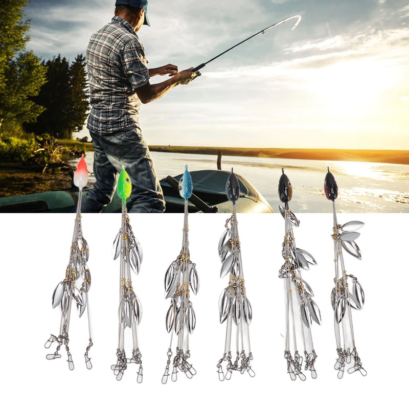 6 Pcs Umbrella Rigs with Sequin Fishing Rigs Lure 5