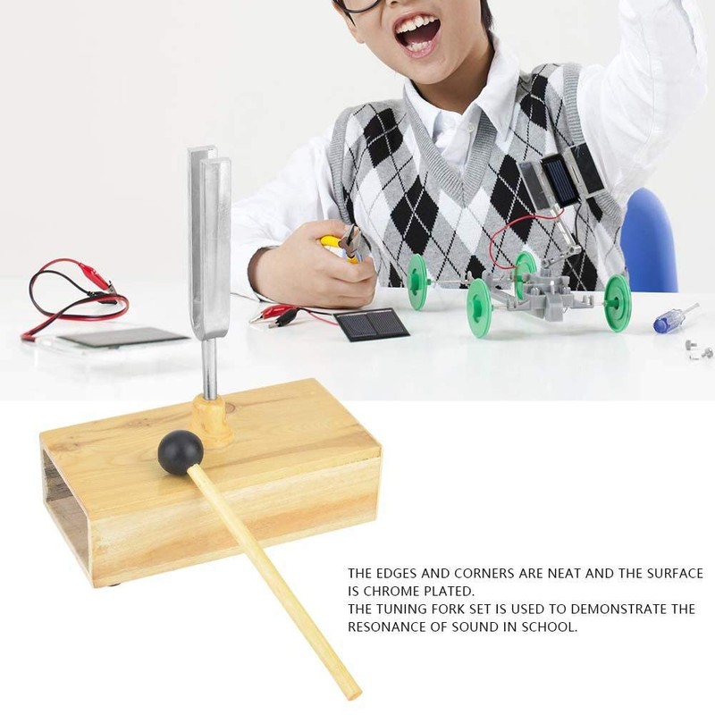 440HZ Tuning Fork Virbration Experimental Instrument with Wood Resonator Box