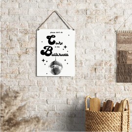 Xiolcxdr Funny Bathroom Decor in the Bathroom Quote Wooden Sign Plaque Wall Hanging Posters Artwork 8”X10” Rustic Home Decoration…