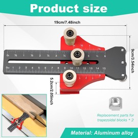 fracavi Upgraded Thin Rip Table Saw Jig - 3 Pulleys Thin Rip Jig Cutting Repetitive Narrow Strips Table Saw Guide Fits for 3/8“ x 3/4” U Slot and 1/4“ x 3/8” T Slot